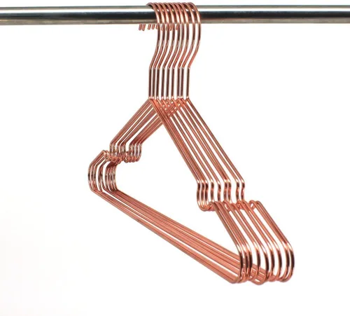 Miniatura 3 de Paquete de 10 perchas de 13 pulgadas para niños, color oro cobre rosa, con alambre de metal brillante, para almacenamiento y exhibición de camisas