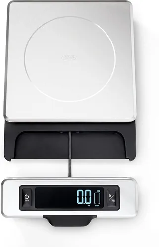 Miniatura 2 de OXO Good Grips - Báscula de alimentos de acero inoxidable de 11 libras con pantalla extraíble y OXO Good Grips - Molinillo de ensalada grande, 6.22