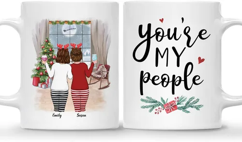 Miniatura 7 de Gossby Taza de café de Navidad personalizada para amigas, regalos de amistad personalizados para mujeres con diseño, nombre, regalos de mujer