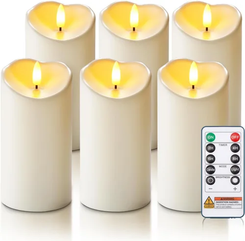 Miniatura 13 de Homemory Velas sin llama impermeables para exteriores de 4 x 12 pulgadas con temporizadores y control remoto, velas que funcionan con pilas, velas