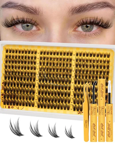 Miniatura 16 de QUEWEL 580 racimos de pestañas 30D+40D+50D+60D+80D+100D racimos de pestañas wispy de 10-18mm, pestañas individuales en racimo reutilizables