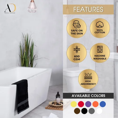 Miniatura 3 de Ample Decor Juego de 12 toallas de baño de 600 GSM, 100% algodón, 4 toallas de baño, 4 toallas de mano, 4 paños de lavado, absorbentes y suaves