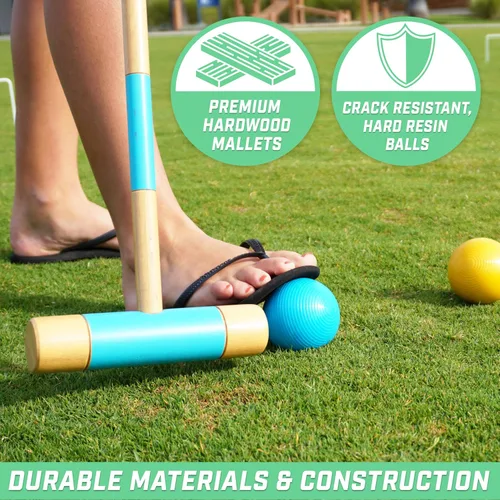 Miniatura 3 de GoSports - Juego de croquet para seis jugadores para adultos y niños, diseño moderno de madera, elige Deluxe (35 pulgadas) o estándar (28 pulgadas)