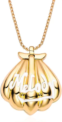 Collar de sirena con 2 melodías, collar con medallón de melodía, joyería de concha para niñas y niños, Zinc, No es una piedra preciosa