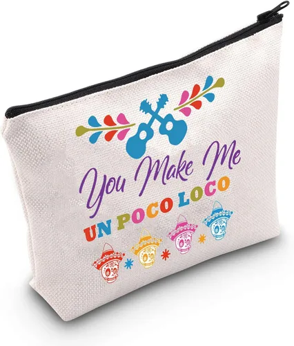 LEVLO Miguel Cosmético Maquillaje Bolsa de dibujos animados Fans Regalo You Make Me Un Poco Loco Maquillaje Cremallera Bolsa Bolsa, Un Poco Loco,