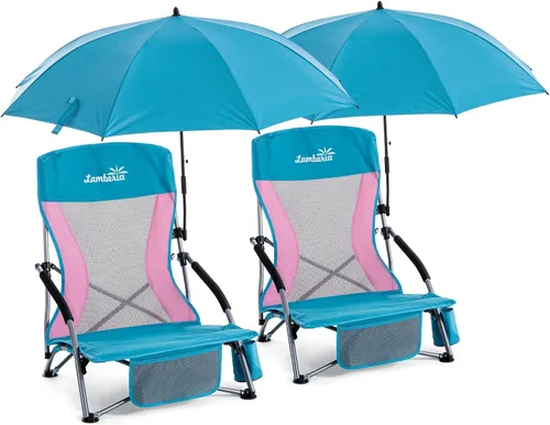 Miniatura 30 de Lamberia Silla de playa plegable para adultos, paquete de 2, sillas de playa bajas portátiles con capacidad de 300 libras, silla de camping ligera