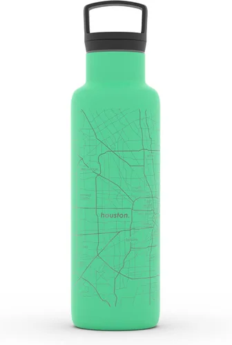 Miniatura 33 de Well Told Botella de agua aislada con mapa de Washington DC grabado, botella de acero inoxidable grabada (21 onzas, blanco) botella aislada de mapa