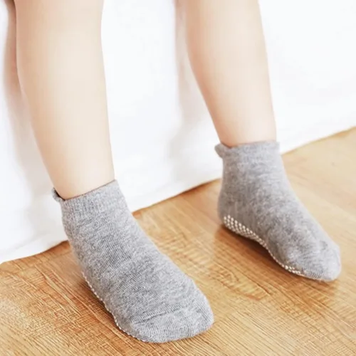 Miniatura 6 de Dorobios Calcetines de algodón con agarre antideslizante para bebé, calcetines de algodón con agarre para niños 2-3T, coloridos 6 pares