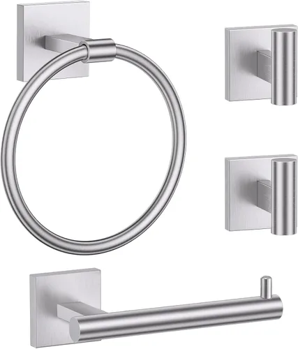 Miniatura 19 de Lairuier Juego de accesorios de baño, juego de 4 piezas de soporte para toallas que incluye soporte para papel higiénico, anillo para toallas y 2