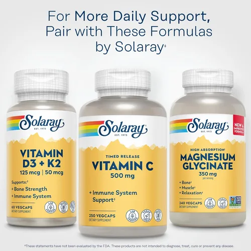 Miniatura 6 de SOLARAY Vitamina C con escaramujos y acerola 500 mg Función inmunológica saludable de liberación temporal, apoyo para la piel, el cabello