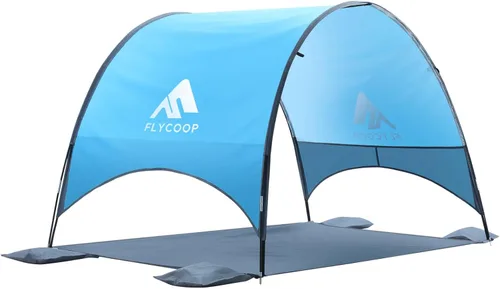 Toldo para sombrilla de playa mejorado 2026 con protección UV UPF 50+, tienda de playa portátil para sol, ventilación de 360°, 4 bolsas de arena,