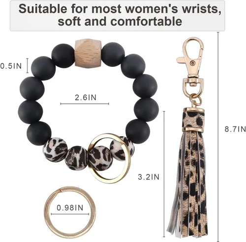 Miniatura 3 de Pusunas Llaveros para mujer para llavero de automóvil pulsera de pulsera cadenas de silicona con cuentas