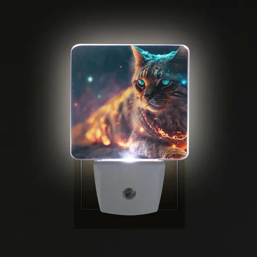 Miniatura 3 de Paquete de 2 luces de noche decorativas con sensor de atardecer a amanecer, lámpara de noche LED, enchufe de 3 × 4.5 × 1.4 pulgadas