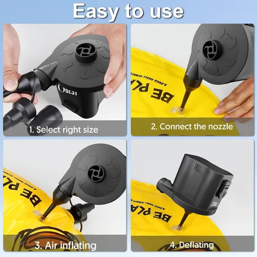 Miniatura 8 de OBEST Bomba de aire eléctrica alimentada por batería, inflador/deflator portátil para campamento al aire libre, colchón de aire, flotadores