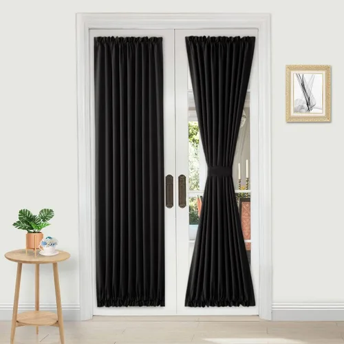 Miniatura 122 de DWCN Cortinas para puerta francesa: cortina térmica con bolsillo para barra para puertas con ventana de vidrio, puertas de cocina y patio