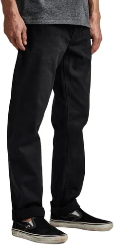 Miniatura 5 de Roark Pantalones de mezclilla HWY 128 de sarga rotos de corte recto para hombre, elegante diseño de 5 bolsillos, pantalones casuales para uso diario