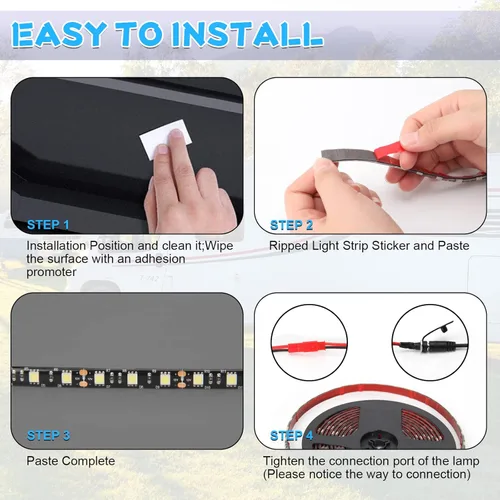 Miniatura 4 de Tira de luz LED para toldo de fiesta, 16.4 pies, tira de luces LED para caravana, cámper, impermeable, para exteriores, para fiestas, cámper