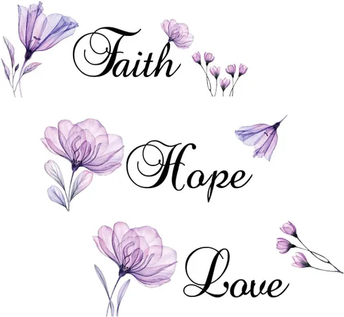 Lchen Faith Hope Love - Adhesivo decorativo para pared, diseño de flores de lirio morado, decoración de fondo para el hogar, adhesivo de arte de
