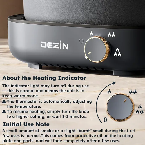 Miniatura 5 de Dezin Olla Caliente Eléctrica con Divisor, Shabu Shabu Eléctrico de 4L con Olla de Doble Sabor, 3.7" de Profundidad Antiadherente de Doble Lado