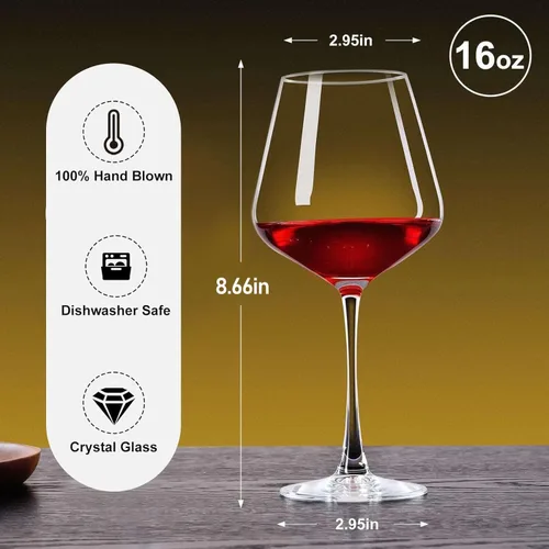 Miniatura 3 de PARACITY Copas de vino, regalo de Navidad, vidrio transparente, copa de vino de tallo largo para vino tinto y blanco, 10 onzas (juego de 2)