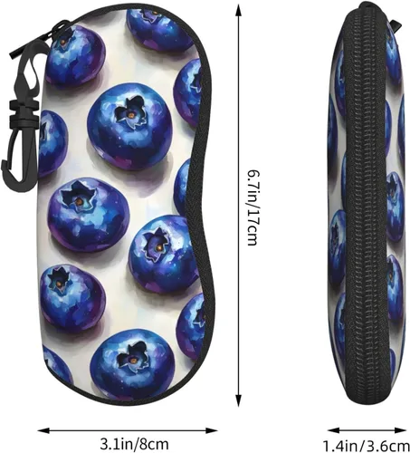 Miniatura 2 de Estuche para lentes de sol, diseño de arándanos, suave, delgado, ligero, de neopreno, con cremallera, organizador para mujeres y hombres