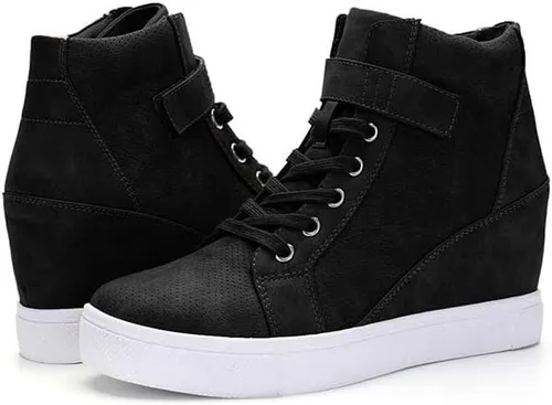 Miniatura 7 de Athlefit - Tenis de mujer con agujetas y cuña Alta moda, Botines al tobillo