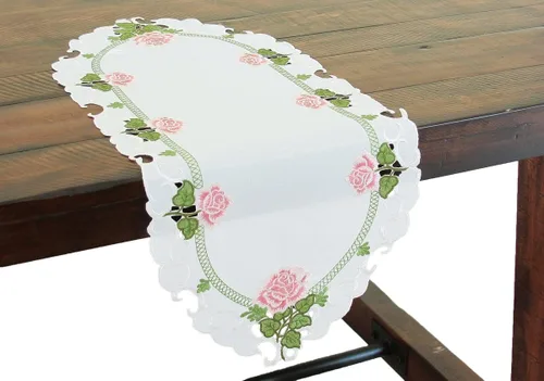 Xia Home Fashions Camino de mesa de primavera con bordado de rosas de verano, 12 x 28 pulgadas