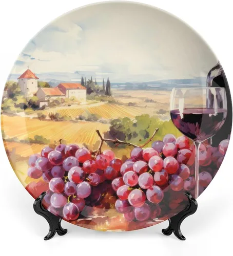 Miniatura 9 de Placa decorativa para montaje en pared, bombilla abstracta, placa redonda de cerámica con soporte, placas para el hogar, platos de postre