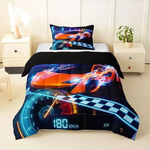 Miniatura 32 de Feelyou Juego de ropa de cama de camión de bomberos, edredón de coche de bomberos y policía para decoración de habitación de niños, tamaño Multi D05