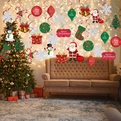 Miniatura 4 de GOER 36 unidades de decoraciones navideñas, remolinos colgantes para suministros de fiesta navideña