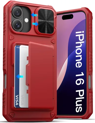 Miniatura 50 de ATATOO Funda para iPhone 17, tarjetero integrado (almacena 3-5 tarjetas) y funda para cámara deslizante y bloqueo RFID, protección de grado militar
