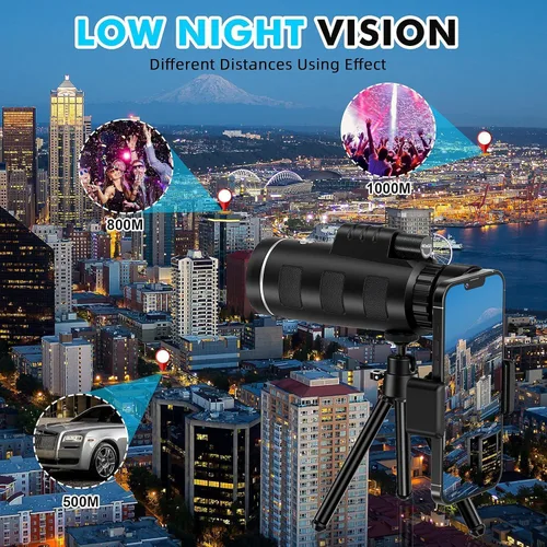 Miniatura 7 de Telescopio de 40 x 60 con adaptador de teléfono inteligente y fundas para telescopio, telescopio para adultos de alta potencia, monocular
