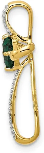 Miniatura 2 de Colgante de oro amarillo sólido de 14 quilates con gema de mayo verde esmeralda y cruz de diamante.