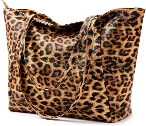 Miniatura 10 de KALIDI Bolso Tote Grande de Cuero Vegano para Mujer, Bolso de Hombro, Casual, con Cremallera, para Trabajo, Fin de Semana, Estilo Hobo, 23L