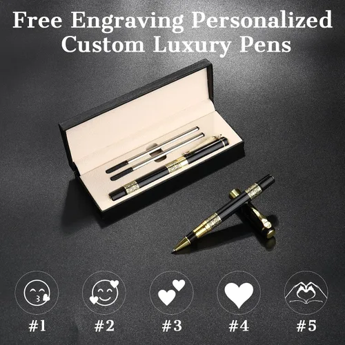 Miniatura 5 de Bnesi Bolígrafo de lujo, juegos de bolígrafos de escritura personalizados, bonitos bolígrafos para hombres y mujeres, regalo profesional, ejecutivo