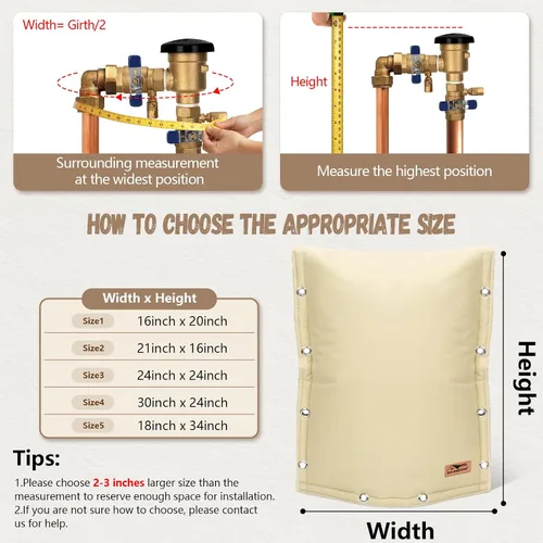 Miniatura 2 de Cubierta aislante para prevención de reflujo, cubierta aislante de tubo de apertura de 3 vías para válvula de riego, cubierta de rociador para Beige