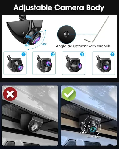 Miniatura 3 de 【Rotación de 360°】 Cámara de respaldo AHD 1080P para coche Super visión nocturna 170° gran angular cámara inversa IP69 impermeable cámara