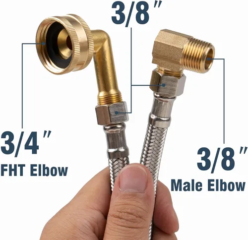 Miniatura 4 de Kit universal de instalación de lavavajillas, línea de suministro de lavavajillas de 6 pies, compresión de 3/8 pulgadas x codo FHT de 3/4 pulgadas