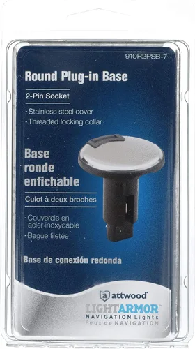 Miniatura 7 de Attwood 910R2PSB-7 LightArmor™ Serie 910R Base de luz redonda enchufable - para luz de poste completo, 2 pines, cubierta de acero inoxidable negra