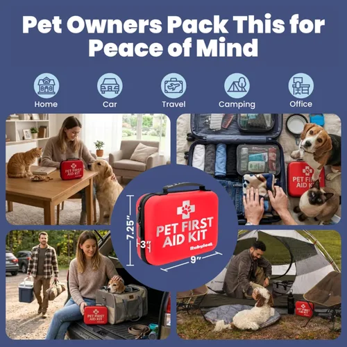 Miniatura 6 de Kit de primeros auxilios para perros – Suministros de primeros auxilios para mascotas aprobados por veterinarios para tratar a perros y gatos en una