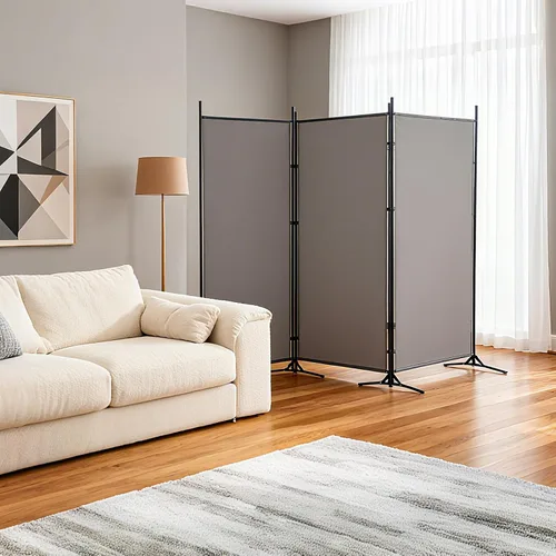 Miniatura 2 de DUMOS Divisor de habitación de 3 paneles, pantalla de privacidad plegable de 6 pies de alto, partición independiente con marco de acero, fácil