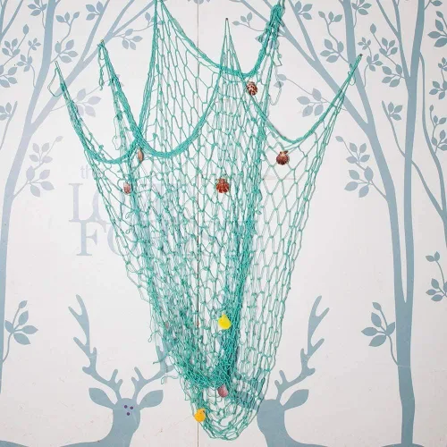 Miniatura 5 de Red de pesca natural de 79 x 59 pulgadas con conchas, decoración de pared con temática oceánica, red de pesca para fiesta en la playa, boda