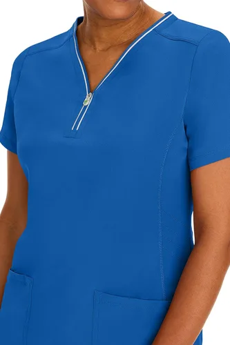 Miniatura 7 de Healing Hands Camiseta quirúrgica para mujer, 3 bolsillos, cremallera, cuello en Y, ligera, transpirable, tela elástica 2254 Sonia HH360