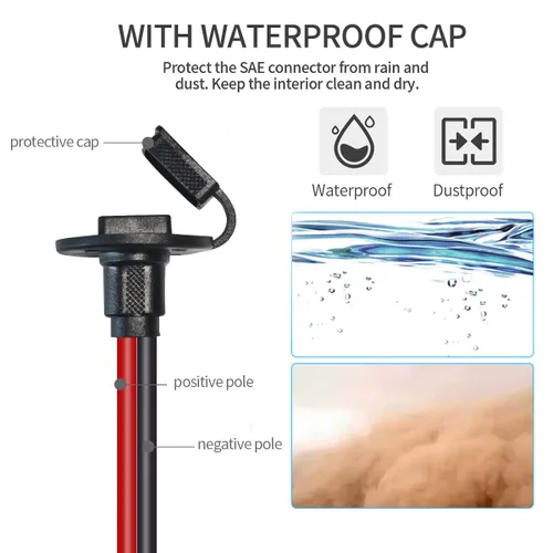 Miniatura 4 de ELFCULB Cable de Extensión de Enchufe SAE de Puerto de Pared Lateral de Alimentación 10AWG 2FT (0.6m) a Conectores SAE, con Fusible de 10A 15A 20A