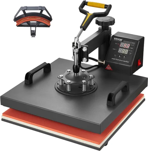 VEVOR - Máquina de prensa de calor 2 en 1 para camisetas y gorras, máquina de prensa de camiseta digital profesional de 15 x 15 pulgadas con retorno