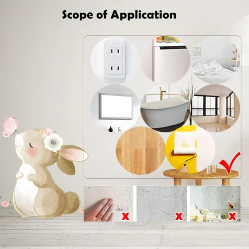 Miniatura 4 de HomeSoGood Calcomanías de pared con forma de conejito de dibujos animados, diseño de mariposa con forma de conejo, decoración de pared