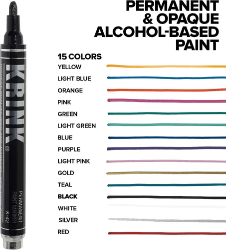 Miniatura 3 de Krink K-42 - Rotulador de pintura negra, vibrante y opaco para cualquier superficie, marcador permanente con pintura a base de alcohol