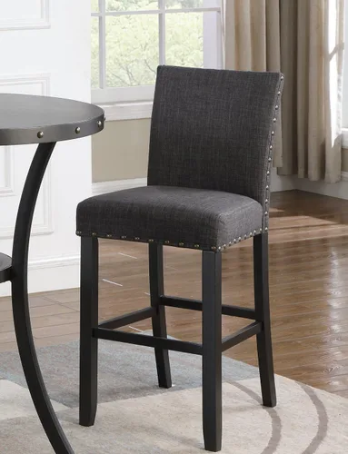 Miniatura 2 de Roundhill Furniture PC164TA Biony Taburetes de bar de tela con ribete de clavos (juego de 2), color gris