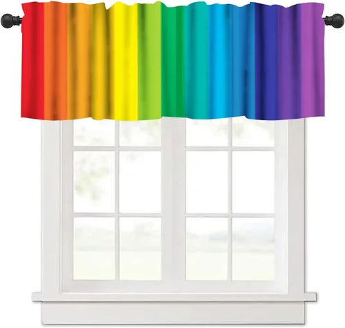 Miniatura 12 de Cenefa de cortina geométrica para ventanas, cenefa moderna con bolsillo para barra, 1 panel, cortinas cortas abstractas para playa, cortinas cortas