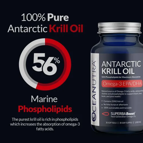 Miniatura 2 de Aceite de Krill Orgánico 100% Puro 1000mg, 60 Días, Omega 3, Concentración Más Alta 56% Fosfolípidos, Capturado Silvestre, SuperbaBoost Antártico